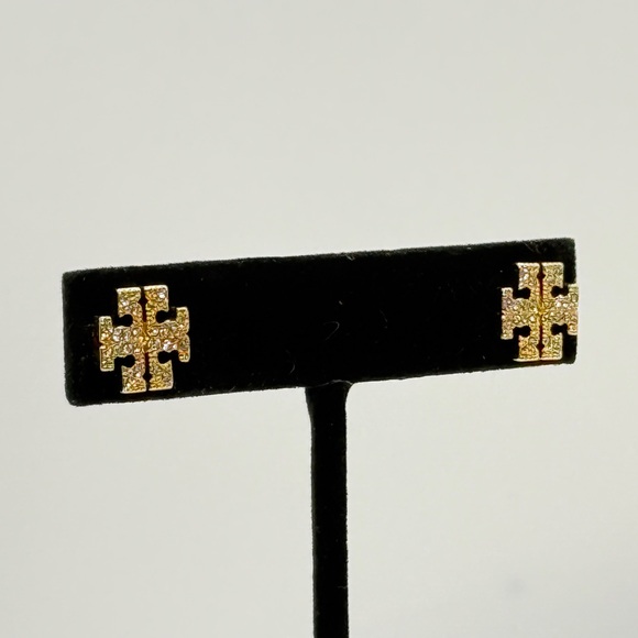 ✨ Tory Burch Gold Logo Stud Earrings ✨ - Picture 2 of 3